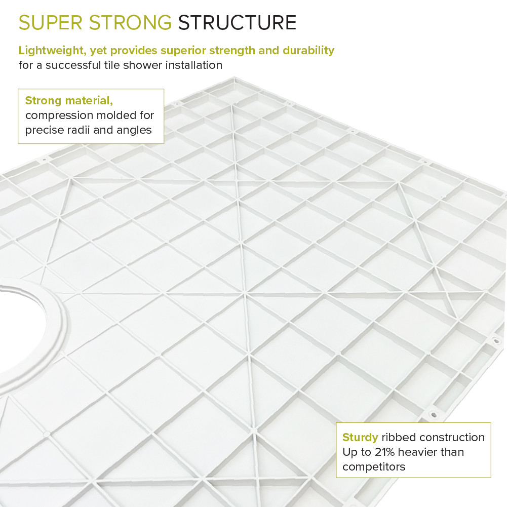 Ready to Tile Wet Floor Shower Base with a Center Shower Drain, 35.4-in L x 35.4-in W