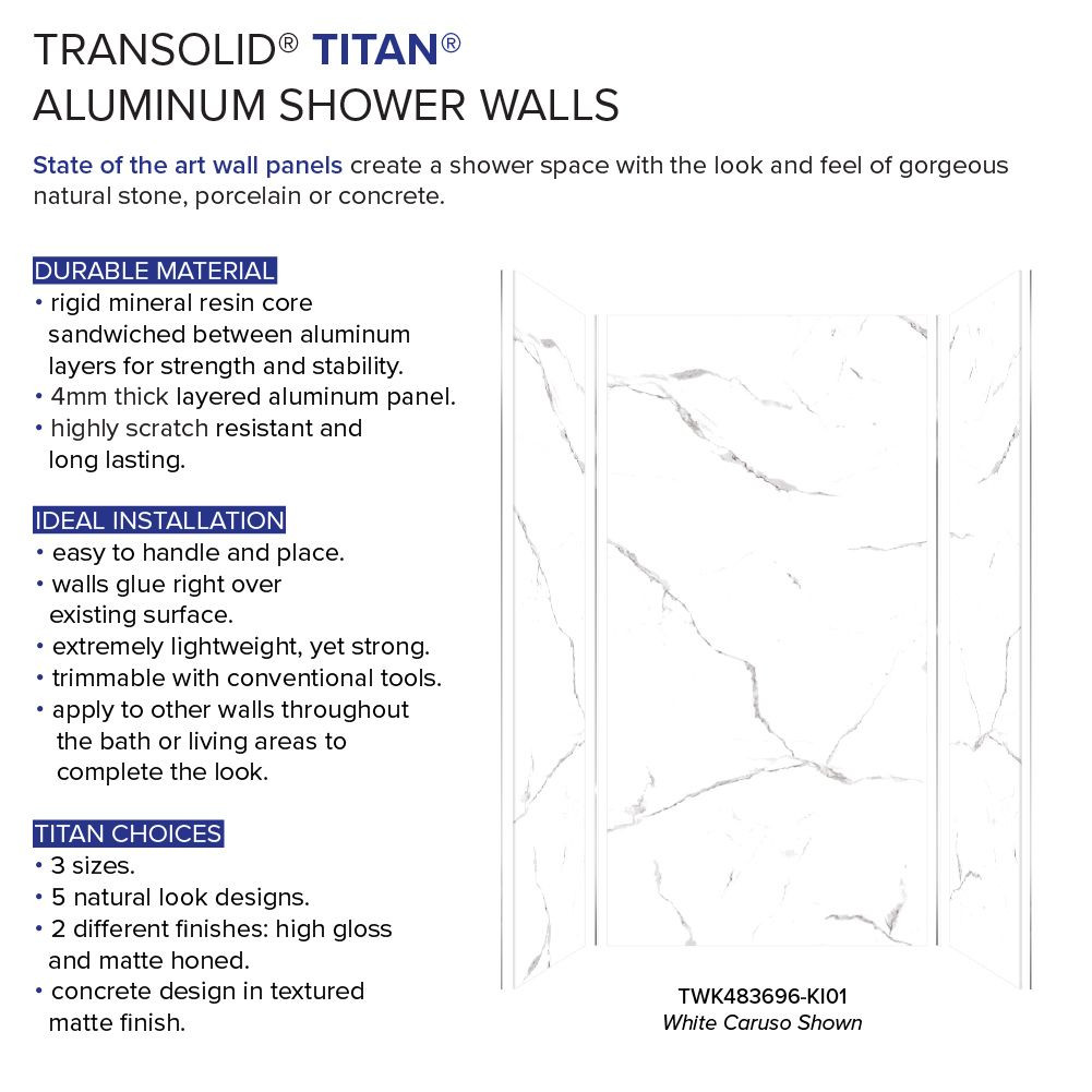 Transolid TWK483696-KI01H Titan Shower Wall Trimmable Kit