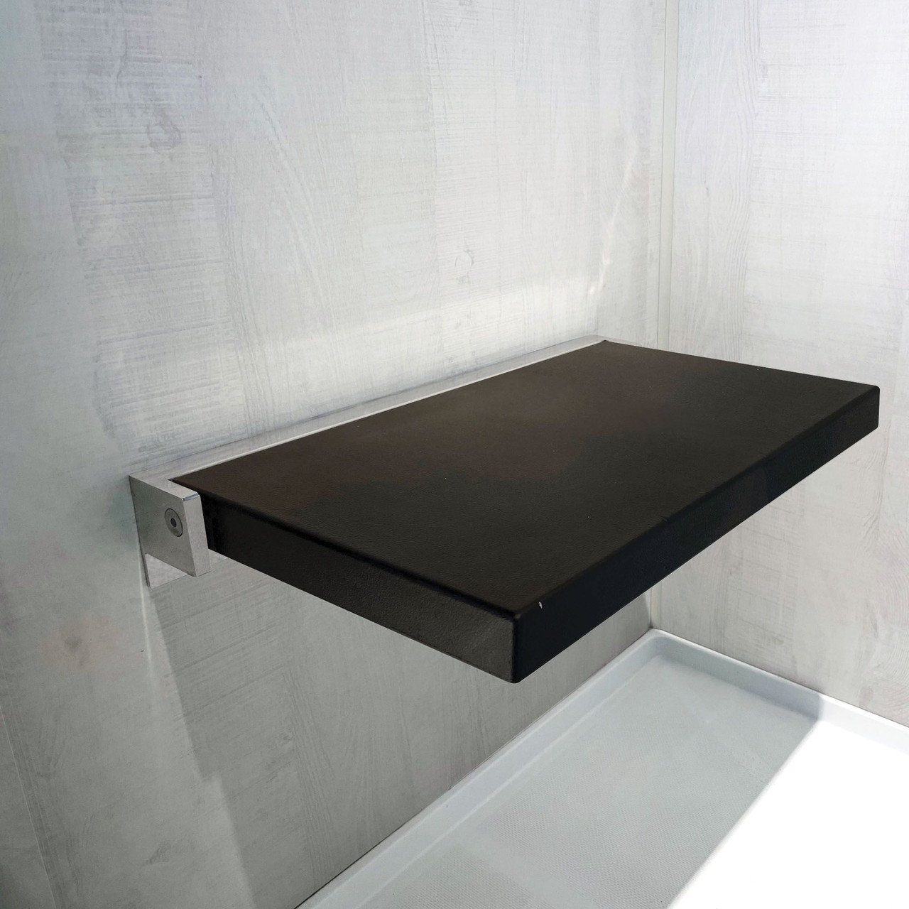 PPS1420UP-09BS 14-in x 20-in Flip Up Shower Seat, Black and Brushed Stainless