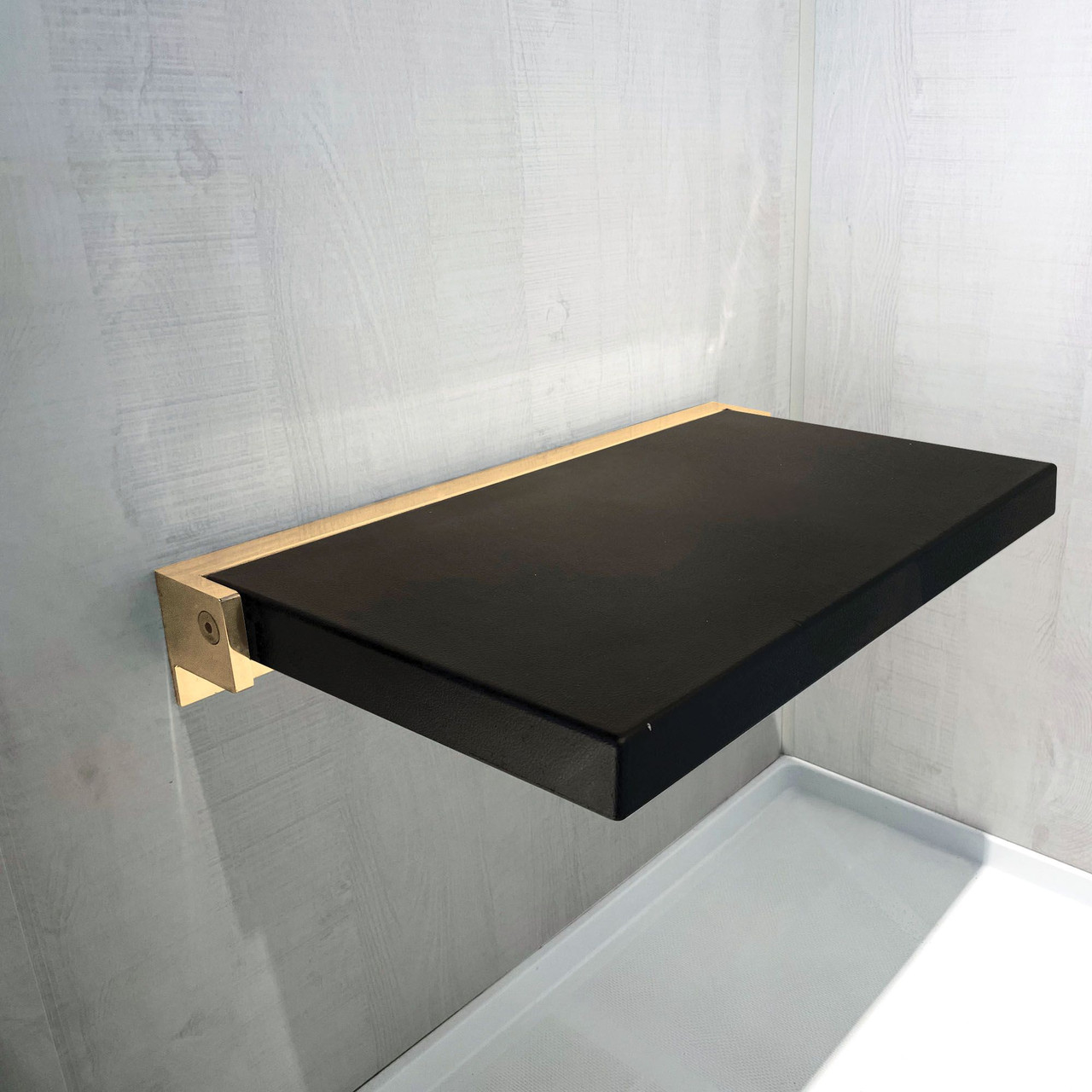 Transolid PPS1420UP-09CB 14-in x 20-in Flip Up Shower Seat, Black and Champagne Bronze