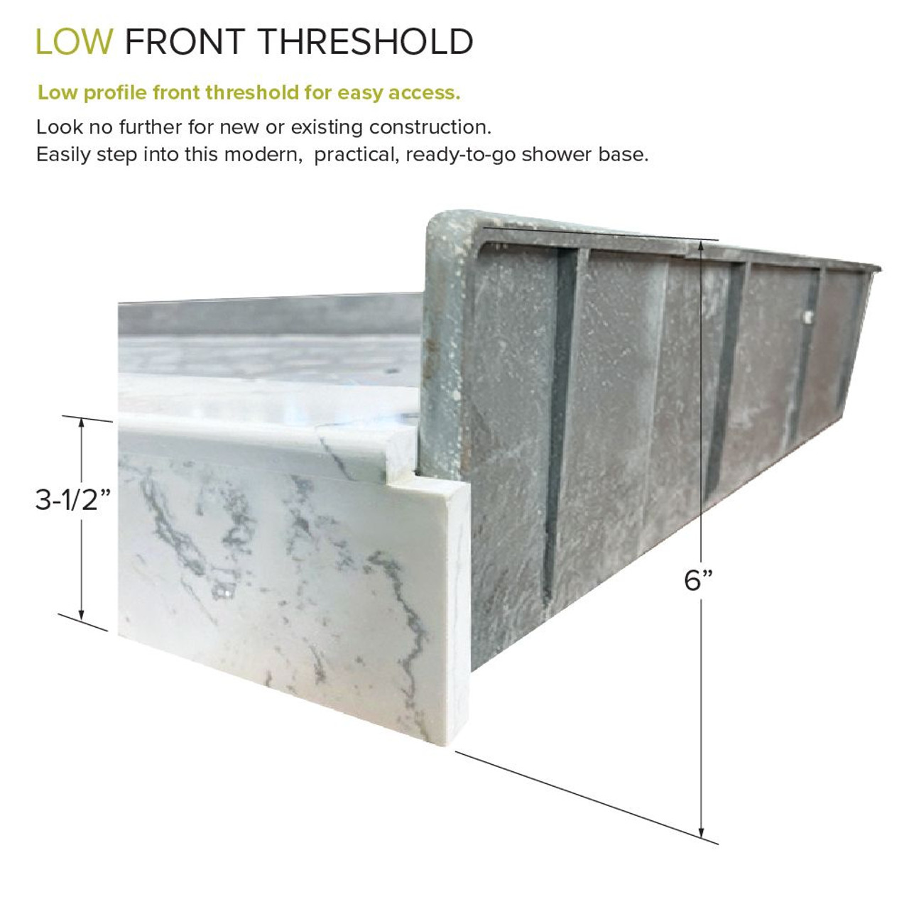 Transolid FPT6032C-SW 60-in x 32-in Pre-Tiled Shower Base with Center Drain in White Square