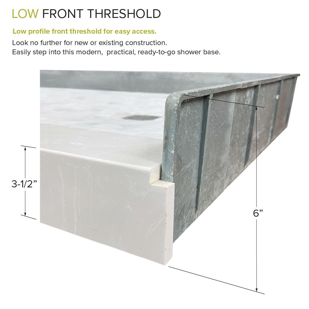 Transolid FPT6036L-HO 60-in x 36-in Pre-Tiled Shower Base with Left Hand Drain in Off-White Hexagon