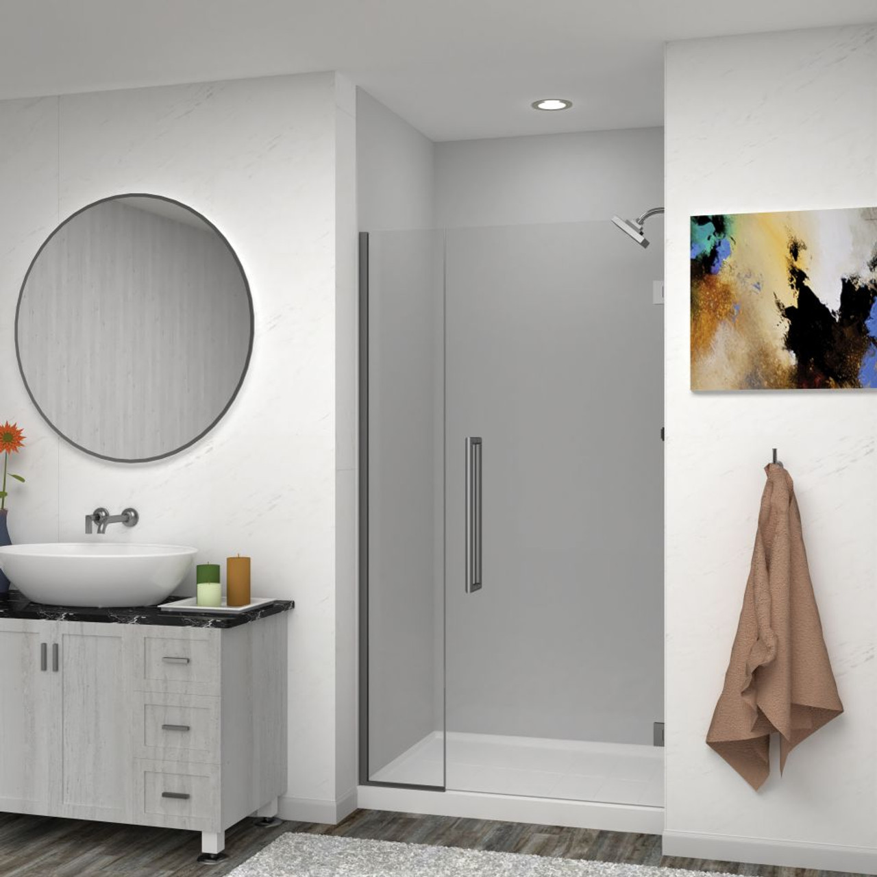 Transolid EHTB415297610C-T-MB Elizabeth 41.5-in W x 76-in H Hinged Shower Door in Matte Black with Clear Glass