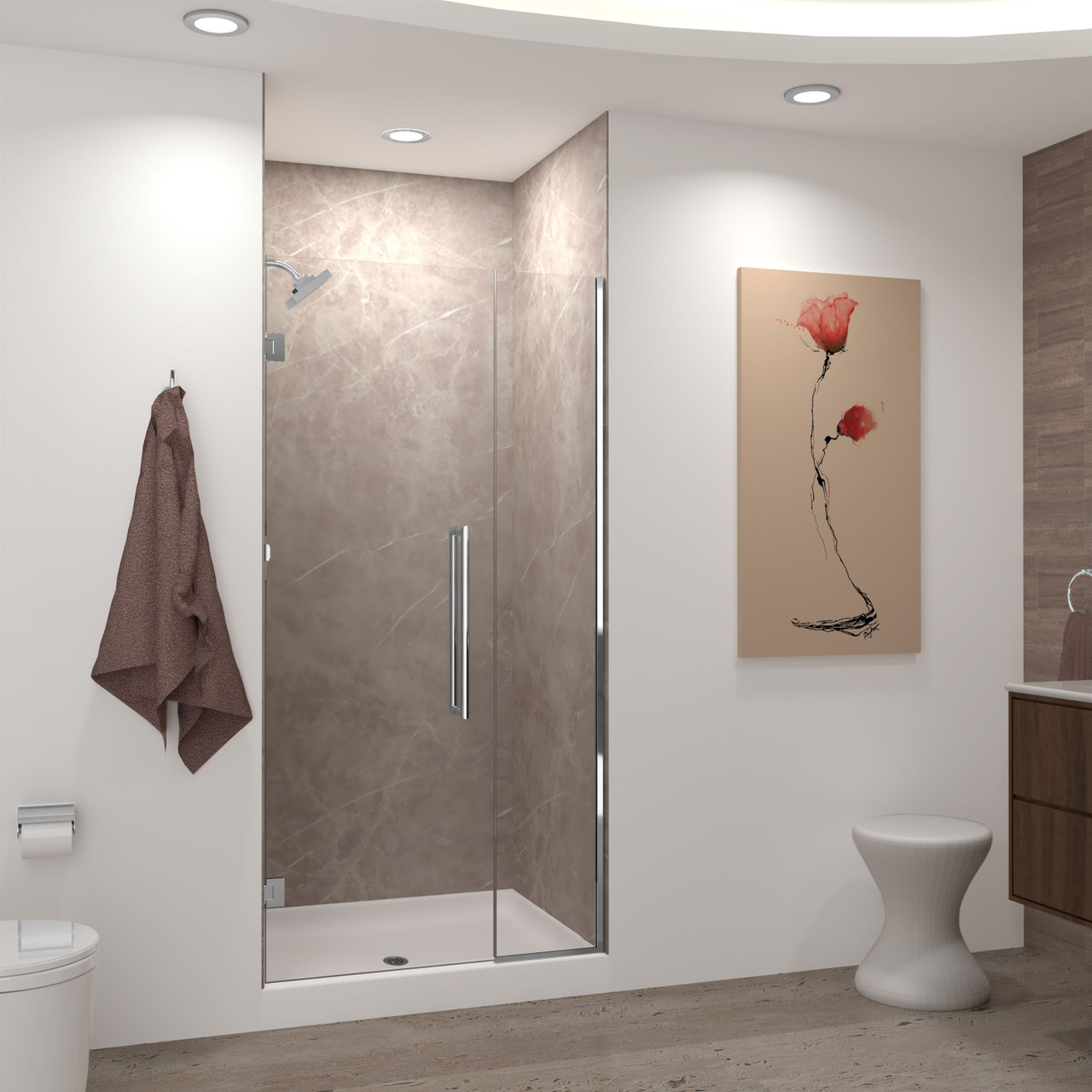 Transolid EHTB455277610C-T-PC Elizabeth 45.5-in W x 76-in H Hinged Shower Door in Polished Chrome with Clear Glass