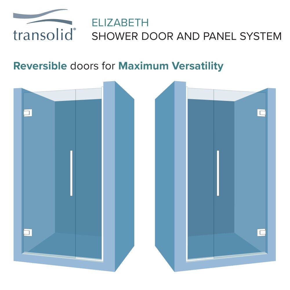 Transolid EHTB52287610C-T-BS Elizabeth 52-in W x 76-in H Hinged Shower Door in Brushed Stainless with Clear Glass