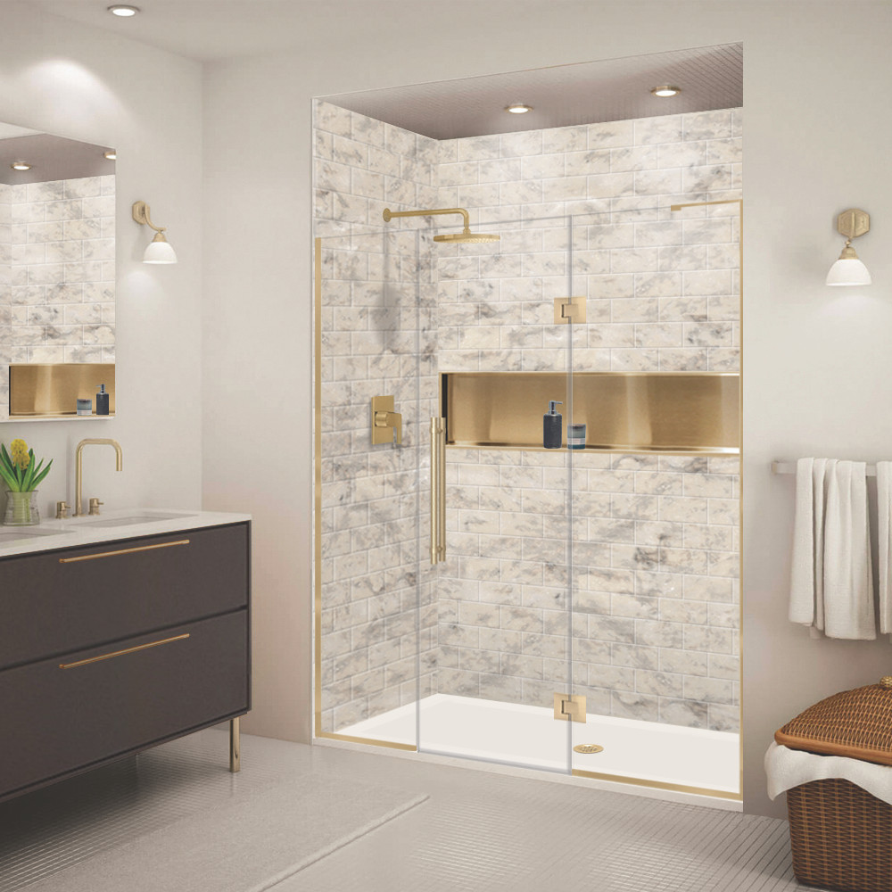 EHTF675257610C-BK-CB Elizabeth 67.5-in W x 76-in H Hinged Shower Door in Champagne Bronze with Clear Glass