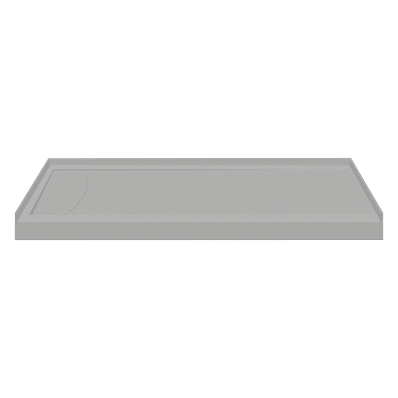 Transolid FSLB6032L-87 60-in x 32-in Cast Solid Surface Low Profile Tub Replacement Shower Base with Linear Concealed Left Hand Drain, Concrete 
