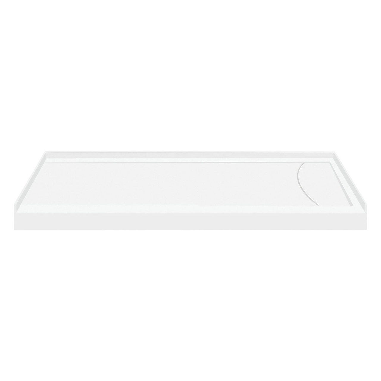 Transolid FSLB6032R-01 60-in x 32-in Cast Solid Surface Low Profile Tub Replacement Shower Base with Linear Concealed Right Hand Drain, White 