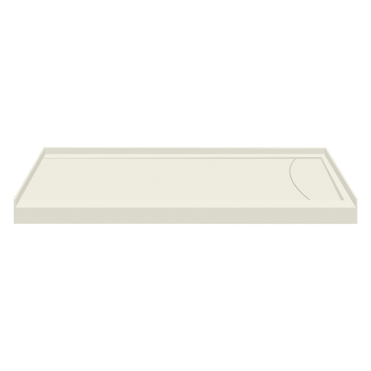 FSLB6032R-02 60-in x 32-in Cast Solid Surface Low Profile Tub Replacement Shower Base with Linear Concealed Right Hand Drain, Cameo 