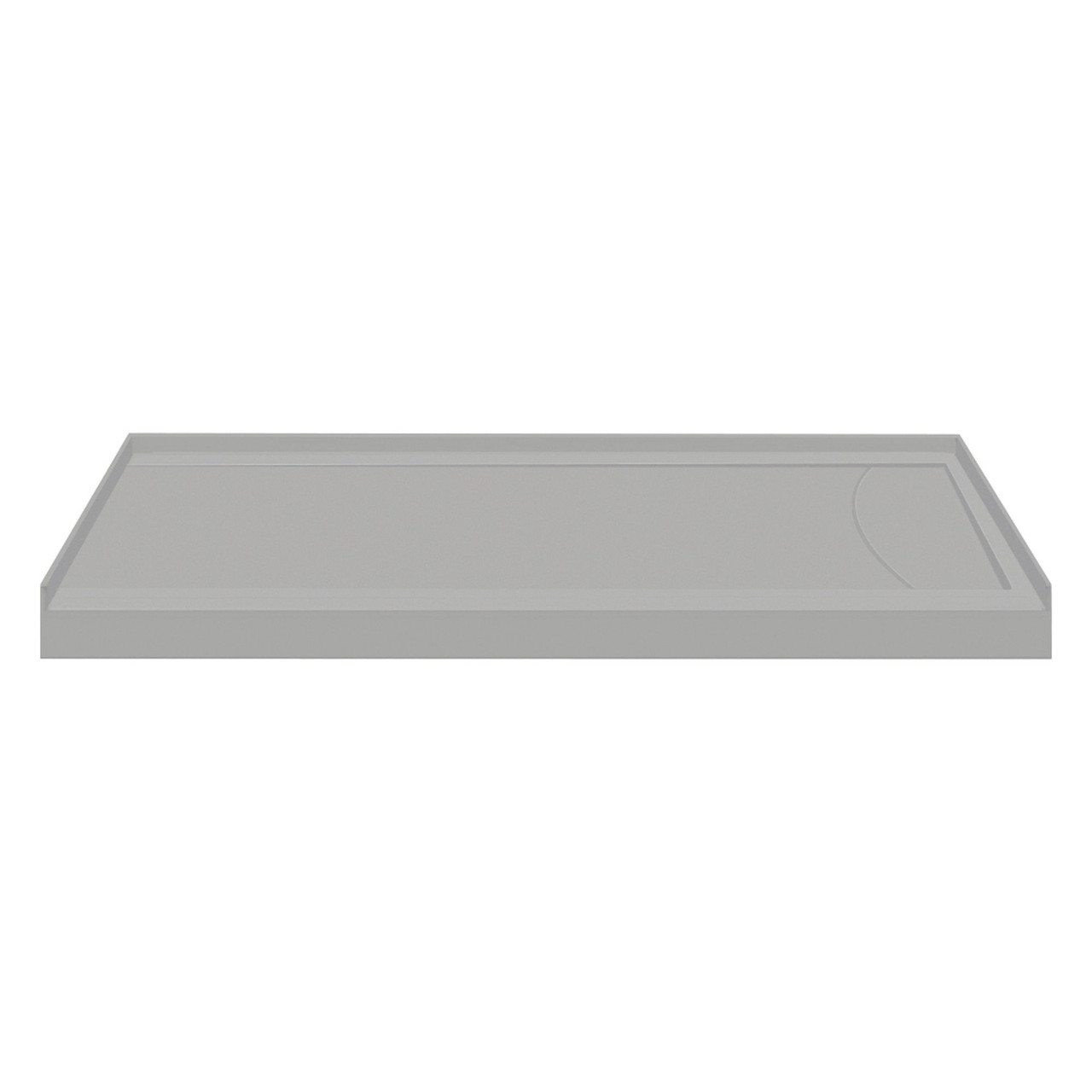 FSLB6032R-87 60-in x 32-in Cast Solid Surface Low Profile Tub Replacement Shower Base with Linear Concealed Right Hand Drain, Concrete 