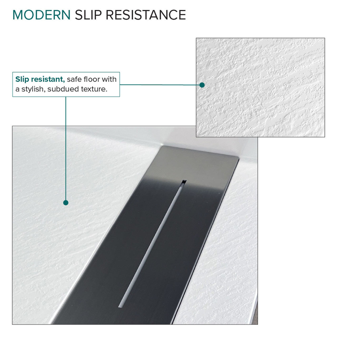 FTD6030-31 61.5-in x 31.5-in Trench Drain Shower Base, White