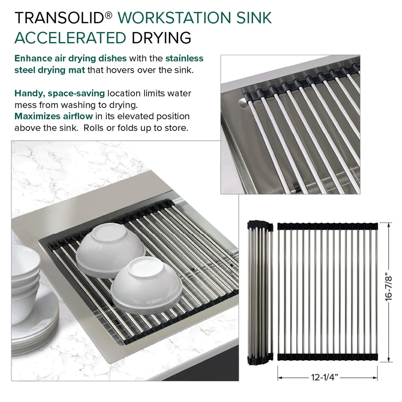 Transolid KWSST302210-1 30-in X 22-in X 10-in 18-Gauge Drop-in Stainless Steel Kitchen Workstation Sink with 1 Faucet Hole