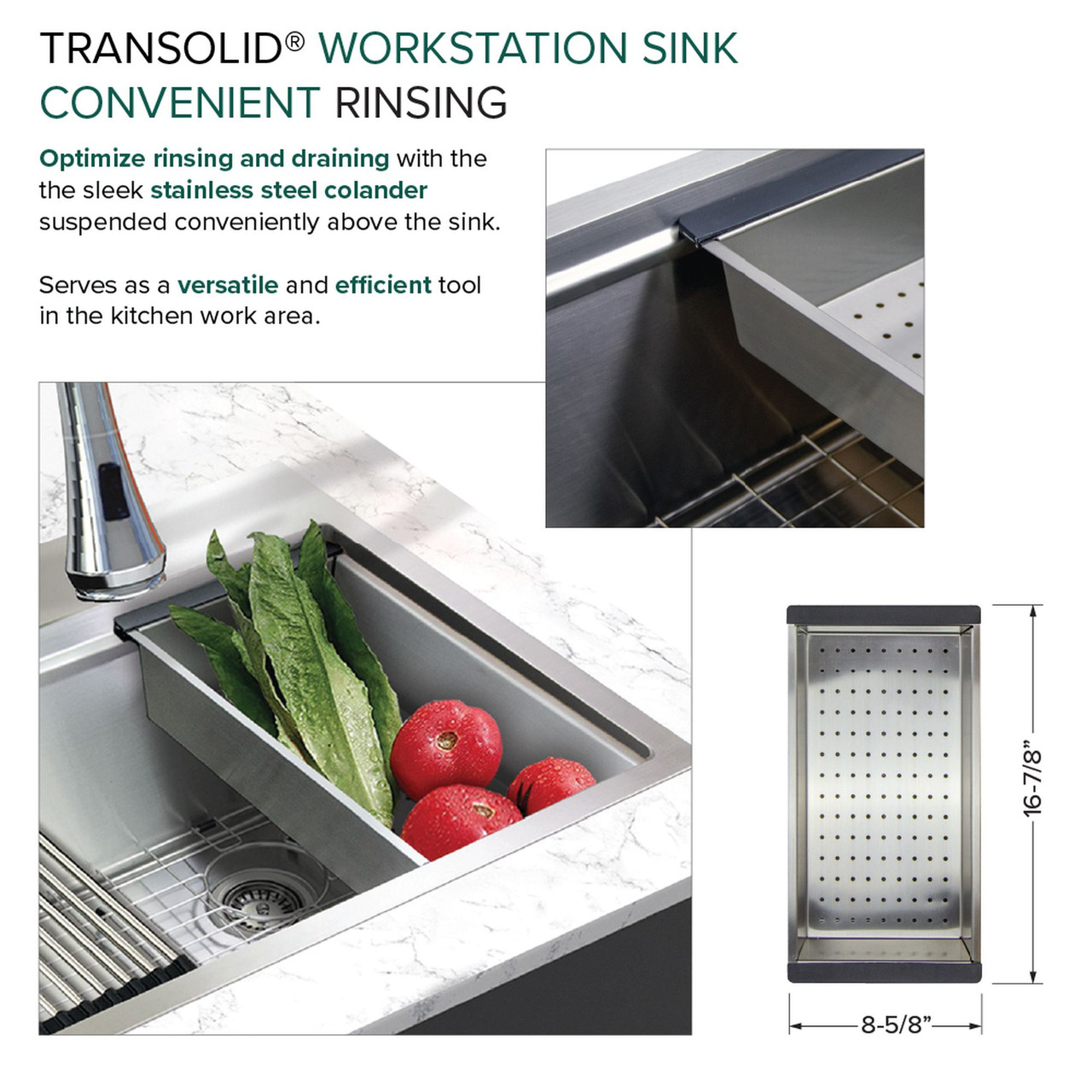 Transolid KWSST302210-1 30-in X 22-in X 10-in 18-Gauge Drop-in Stainless Steel Kitchen Workstation Sink with 1 Faucet Hole