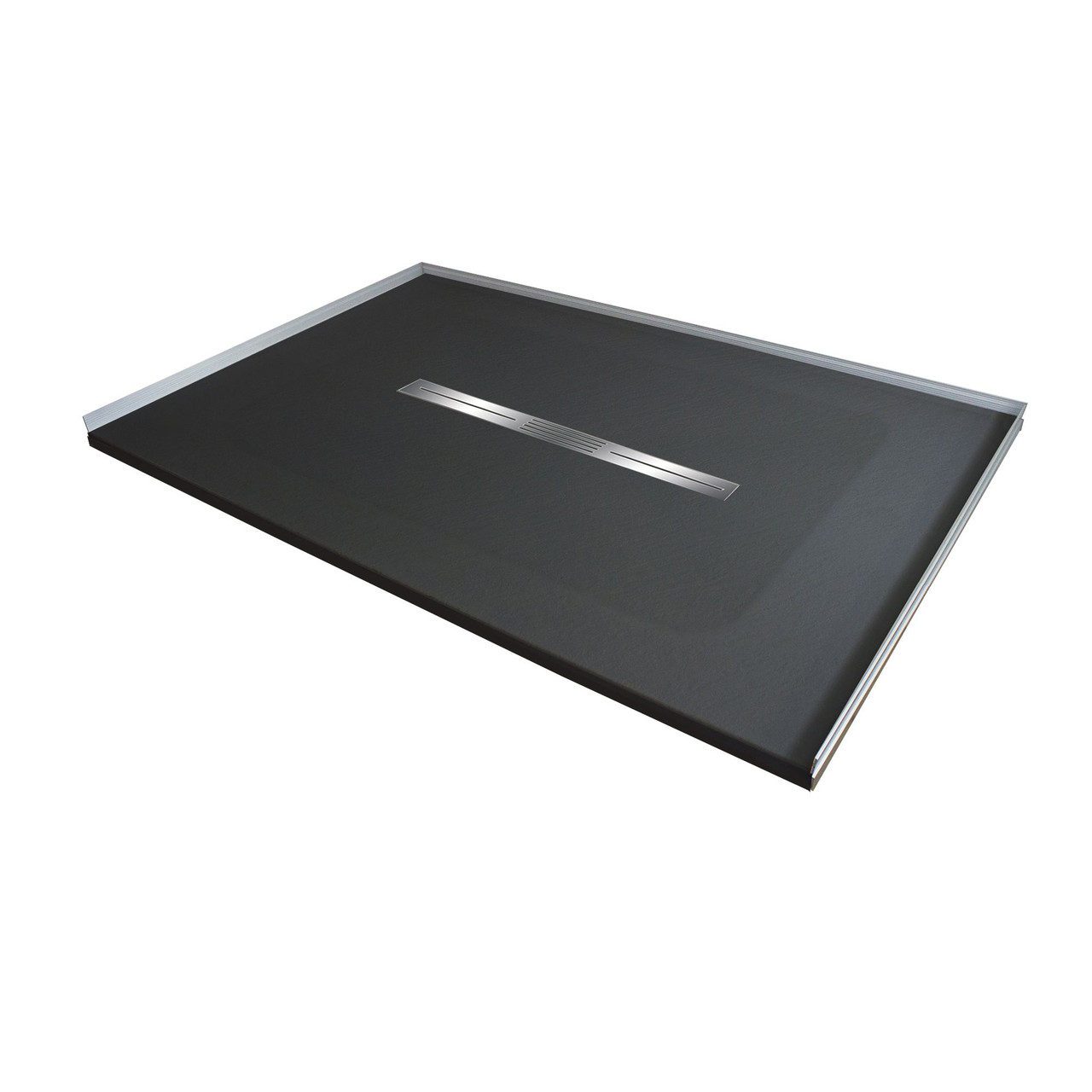 FZS4836C-09 Trimslate 48-in x 36-in Zero Threshold Shower Base with Center Drain, Black