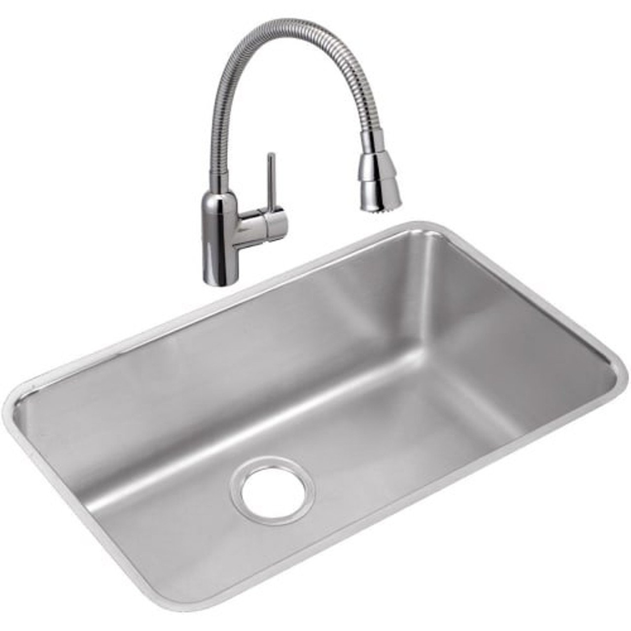 30-1/2" x 18-1/2" x 11-1/2" 18 Gauge Stainless Steel Single Bowl Undermount Sink and Faucet Kit in Lustrous Satin