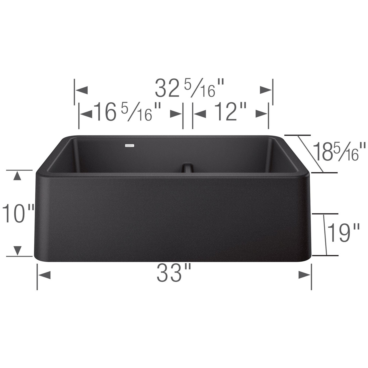 33" Farmhouse/Apron Front Kitchen Sink with Low Divide in Anthracite