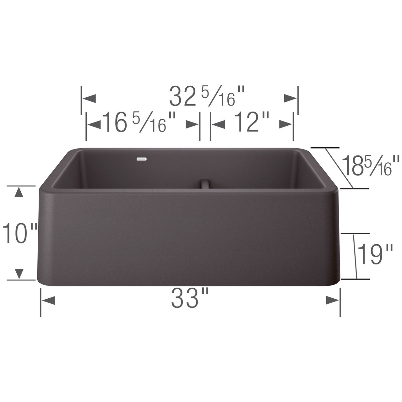 33" Farmhouse/Apron Front Kitchen Sink with Low Divide in Cinder 33" Farmhouse/Apron Front Kitchen Sink with Low Divide in Cinder