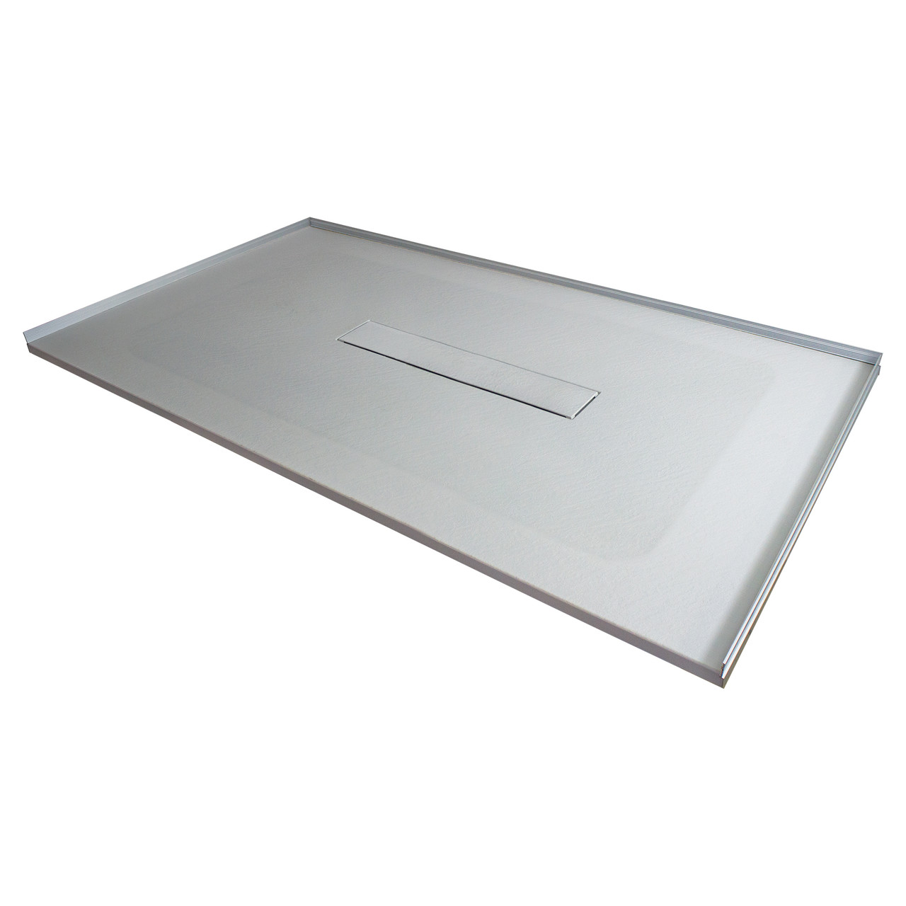 Transolid FZS7940C-39 79-in L x 40-in W Zero Threshold Center Drain Shower Base, Grey