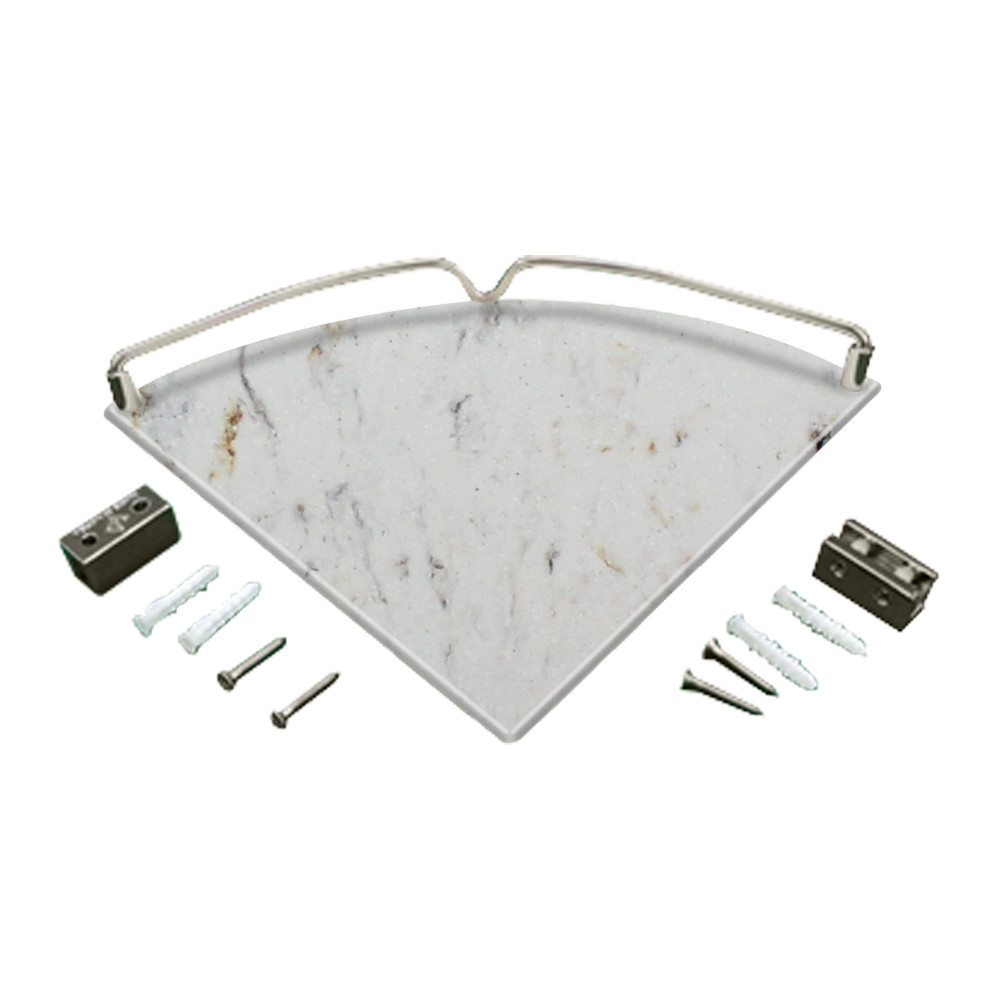 10-in x 10-in Corner Shelf, in Biscotti Marble