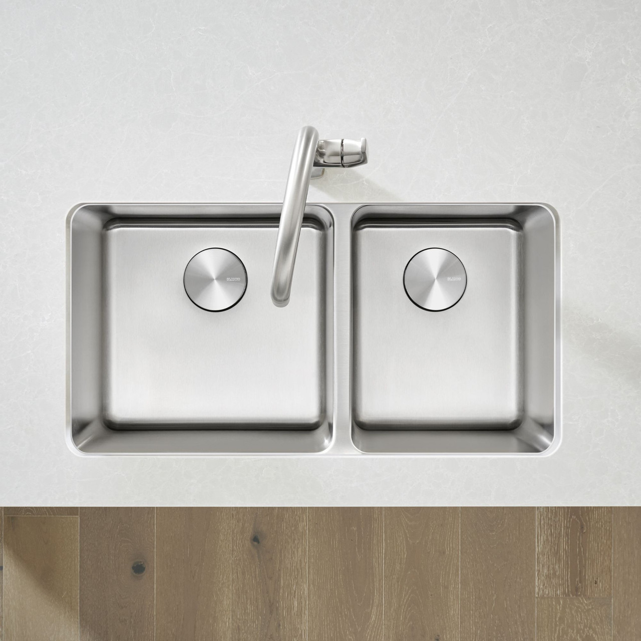 Blanco 33-in x 18-in Stainless Steel Double Offset Undermount Kitchen Sink in Stainless Steel