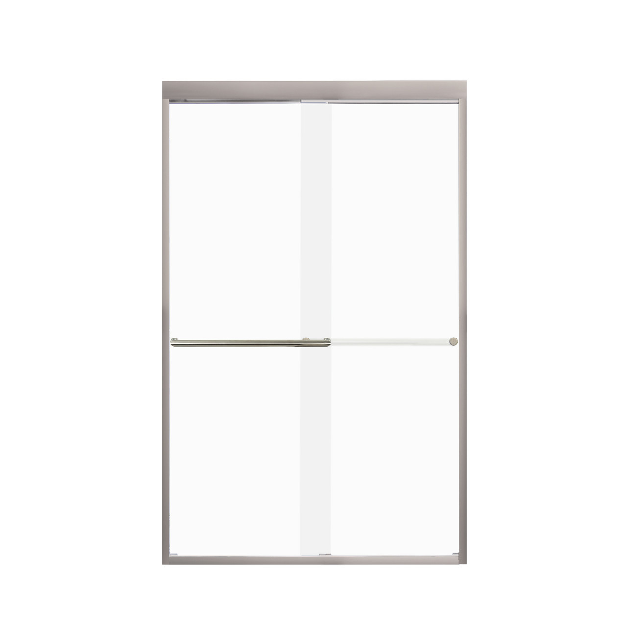 FBPT487608F-T-BN Frederick 45.75-47 in. W x 76 in. H Semi-Frameless Bypass Shower Door in Brushed Stainless with Frosted Glass