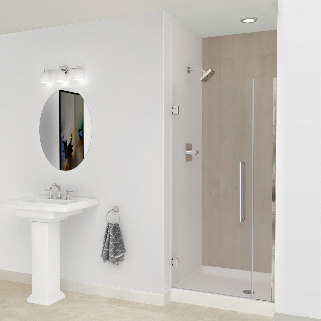 Transolid EHTB33277610C-T-PC Elizabeth 33-in W x 76-in H Hinged Shower Door in Polished Chrome with Clear Glass