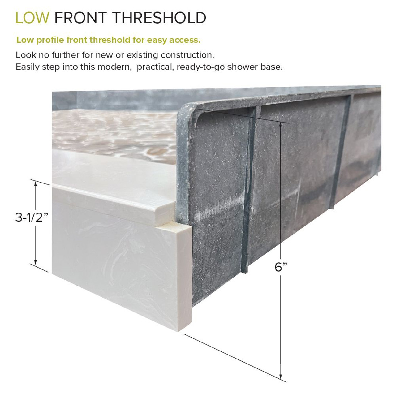 Transolid FPT6036R-PC 60-in x 36-in Pre-Tiled Shower Base with Right Hand Drain in Pebble Creme