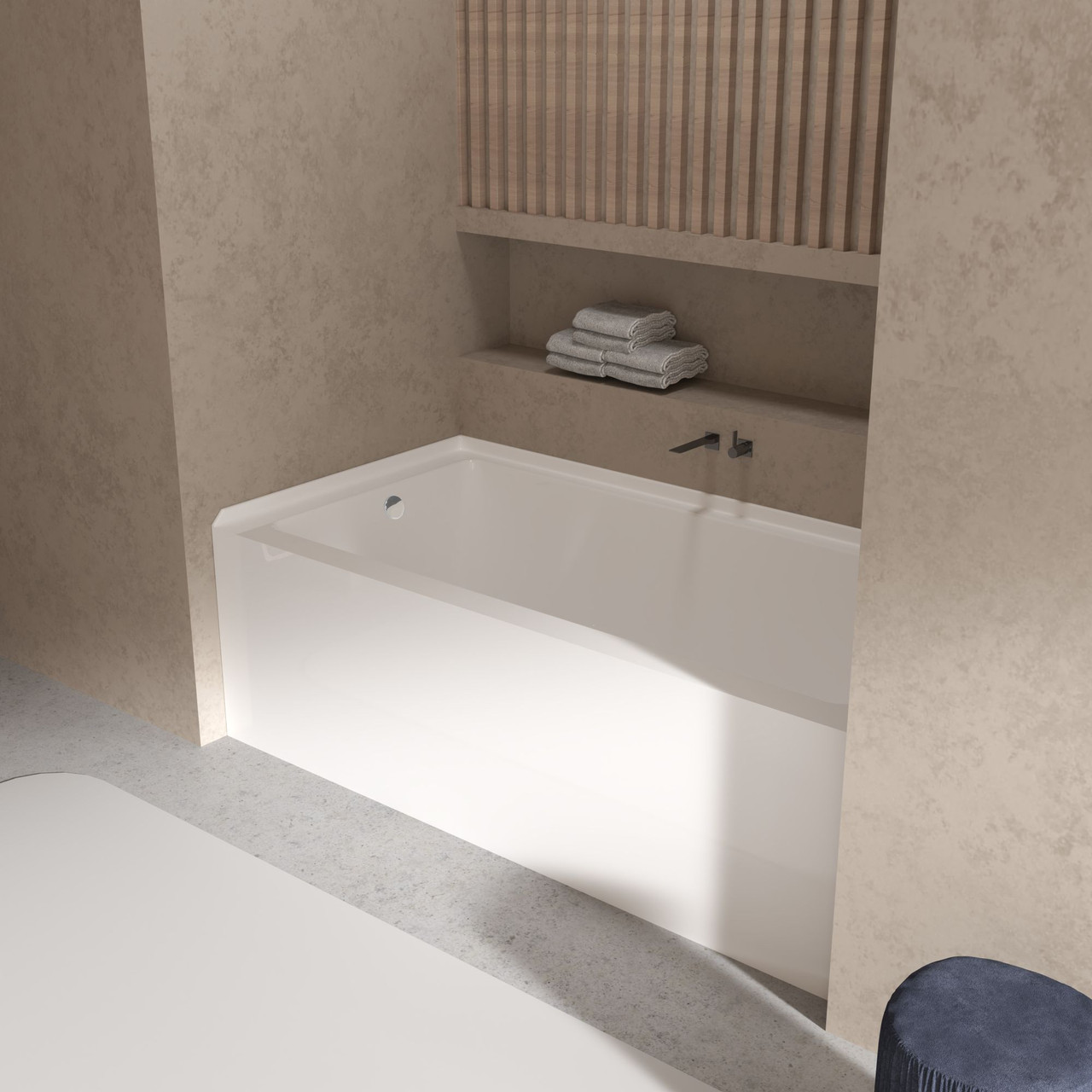 Transolid UATTR603020-R Ursula 60-in x 30-in x 20-in Alcove Acrylic Bathtub With Right Hand Drain, White (Glossy) 