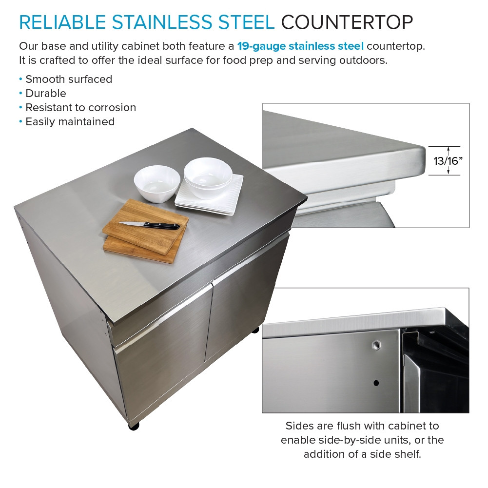OUC3224 Outdoor Kitchen 32-in x 24-in x 37-in Single Utility Cabinet, Stainless Steel