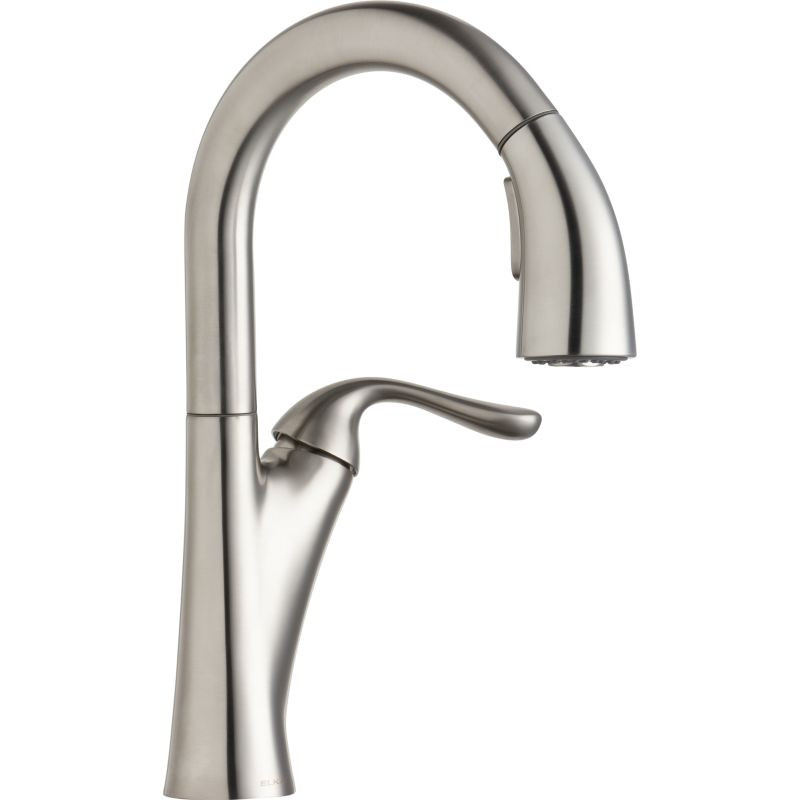 Pull-Down Bar/Prep Single-Hole Faucet in Lustrous Steel