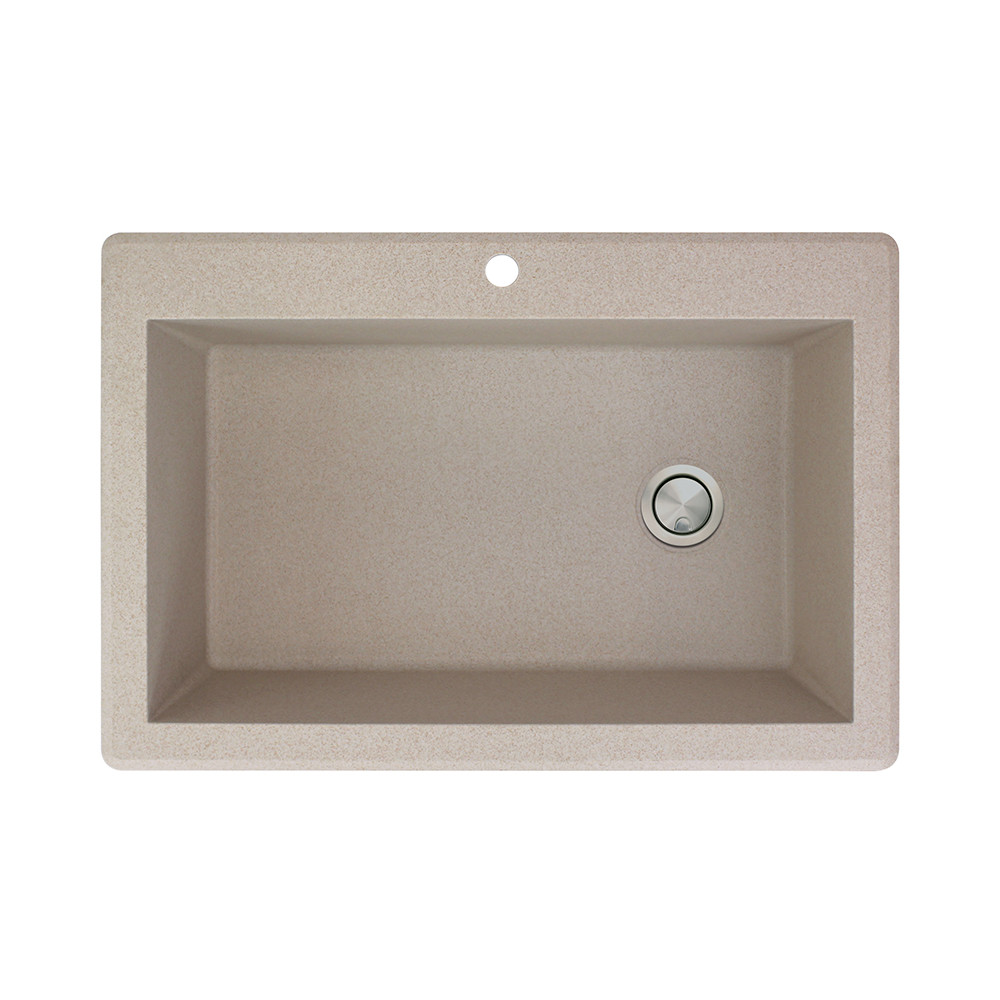 22-in W x 33-in L Granite Super Single Drop-in 1-Hole Kitchen Sink in Cafe Latte with Faucet, Grid, Strainer, Installation Kit