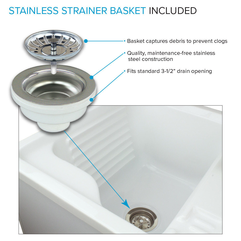 25-in Laundry Cab with Extra Deep Sink and High Arc Faucet in White