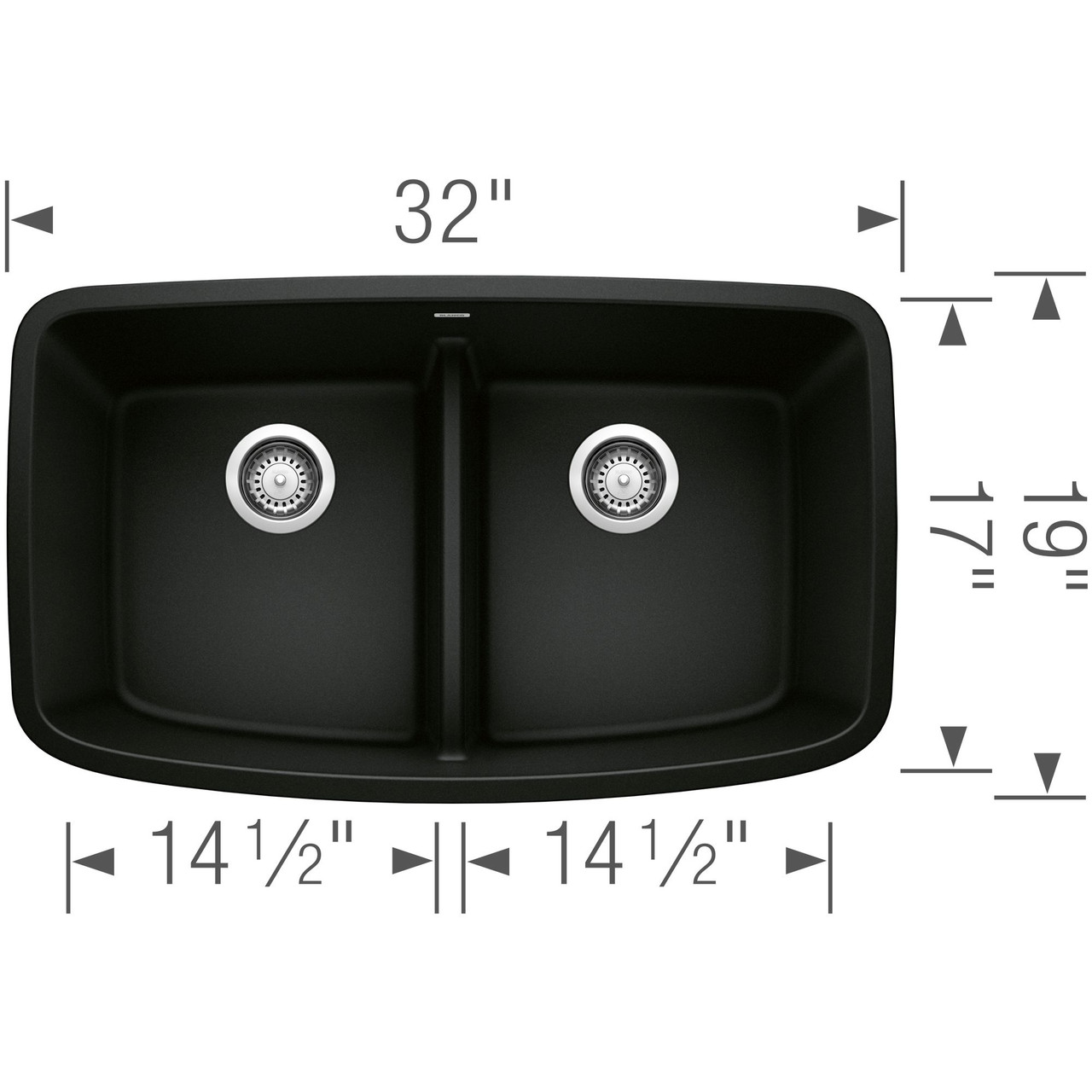 442940 Valea Equal Double Low Divide in Coal Black 442940 Valea Equal Double Low Divide in Coal Black