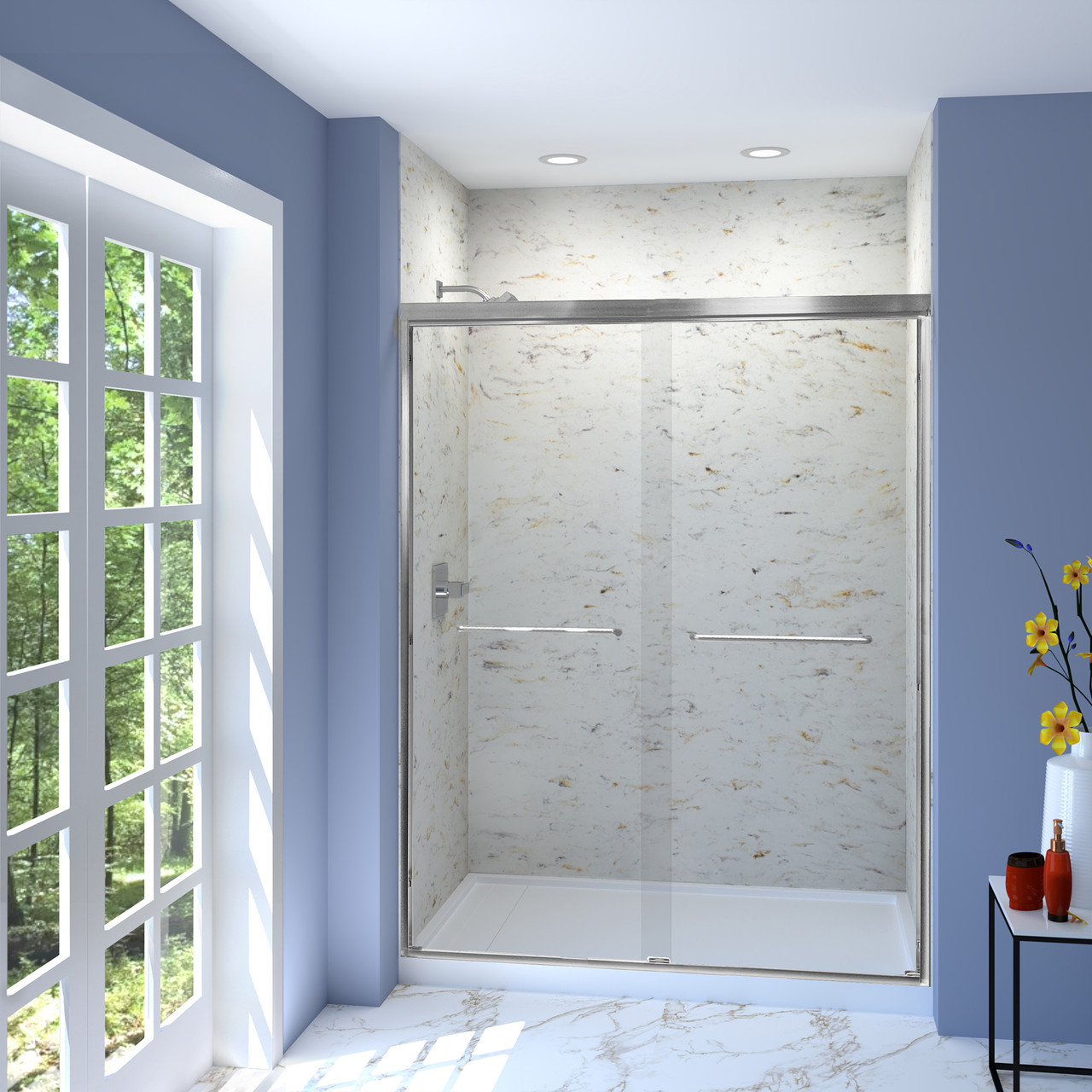 CBP607606C-BS 57.75-59 in. W x 76 in. H Semi-Frameless Bypass