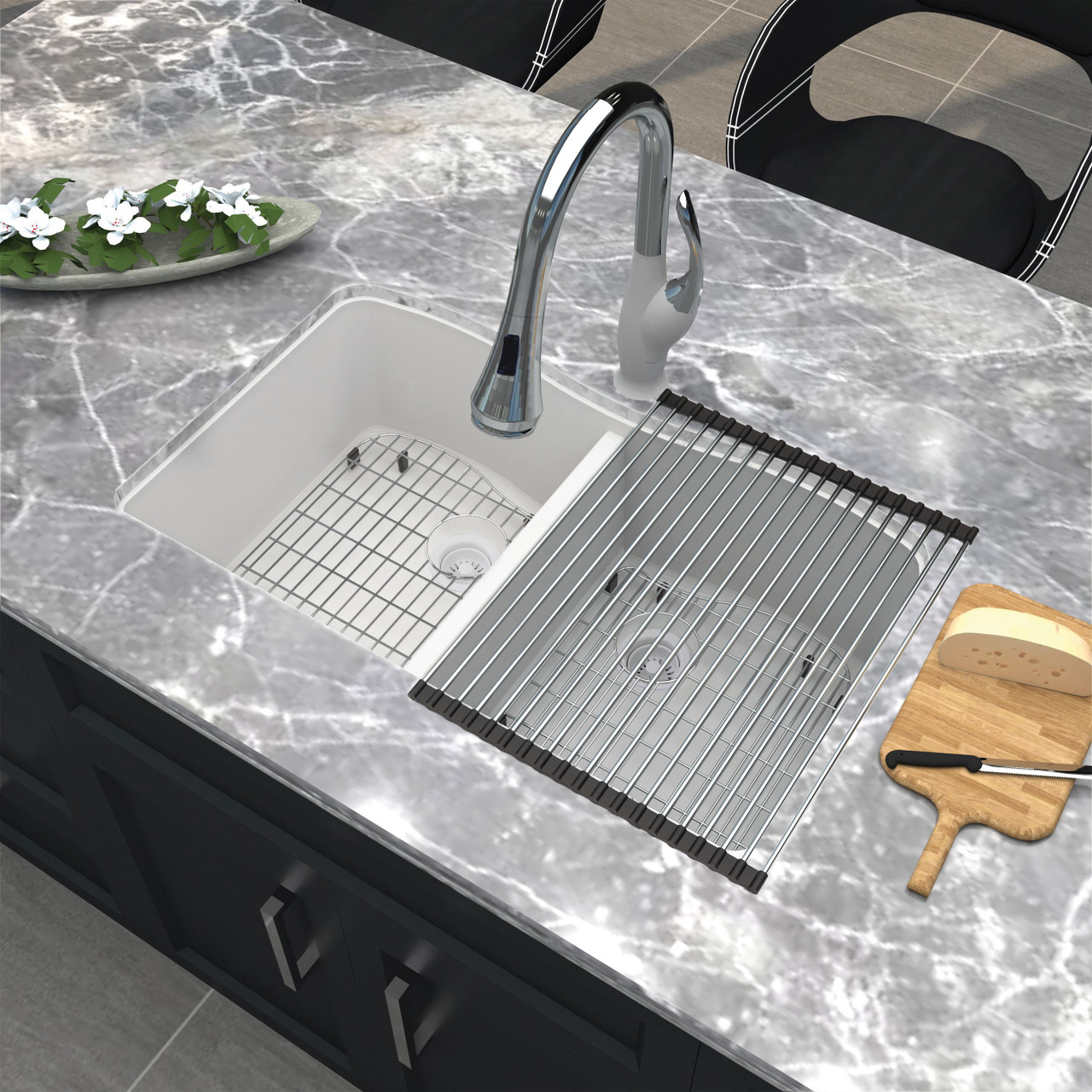 Aversa AUDE3219-M 32"x19" All-In-One Undermount Kitchen Sink Kit