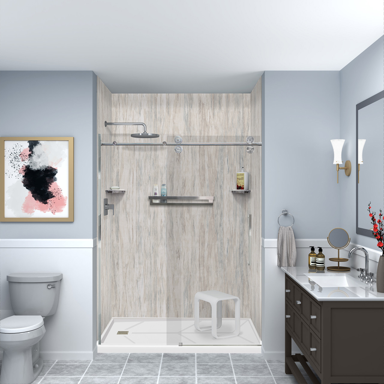 Transolid K-J30-SSC-PC Transolid K-J30-SSC-PC Jocelyn Grab Bar Shelf and Corner Shower Shelf Kit; Polished Chrome