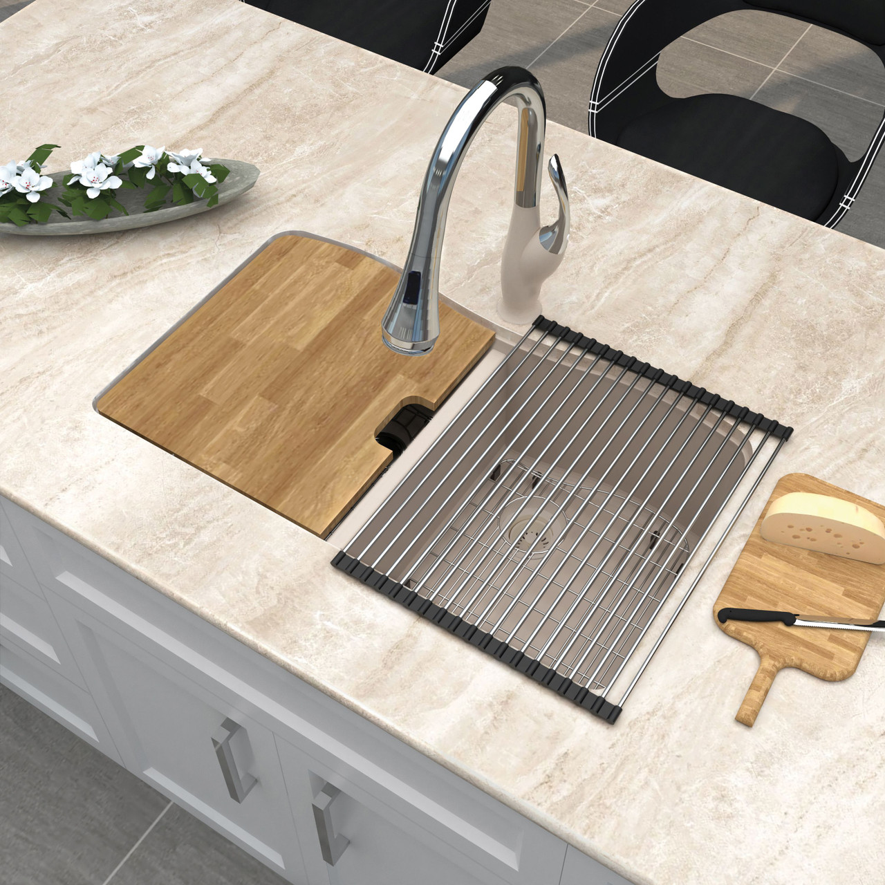 Aversa AUDE3219-16-KIT Aversa Radius All-In-One Undermount Kitchen Sink Kit