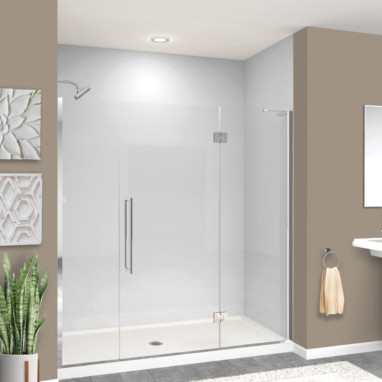 Transolid EHTF70287610C-T-PC Elizabeth 70-in W x 76-in H Hinged Shower Door in Polished Chrome with Clear Glass