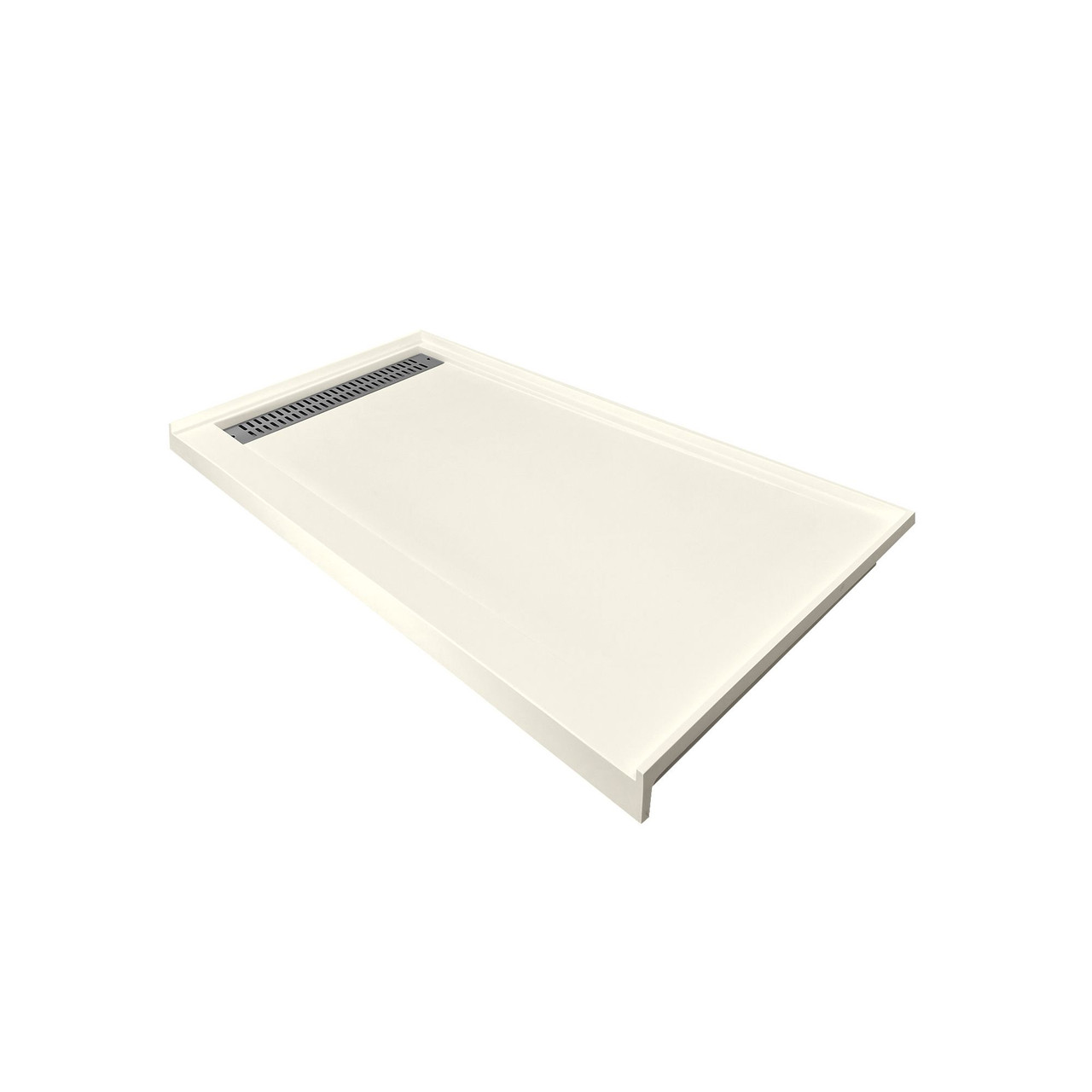 FSC6032L-02 60-in x 32-in Cast Solid Surface Shower Base With Left Hand Drain, Cameo