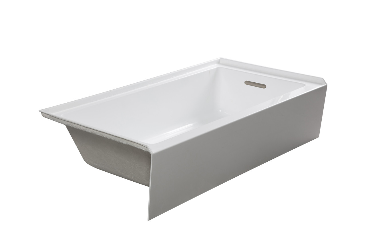 Transolid UATLN603020-R Unity 60-in x 30-in x 20-in Alcove Acrylic Bathtub With Right Hand Drain, White (Glossy)