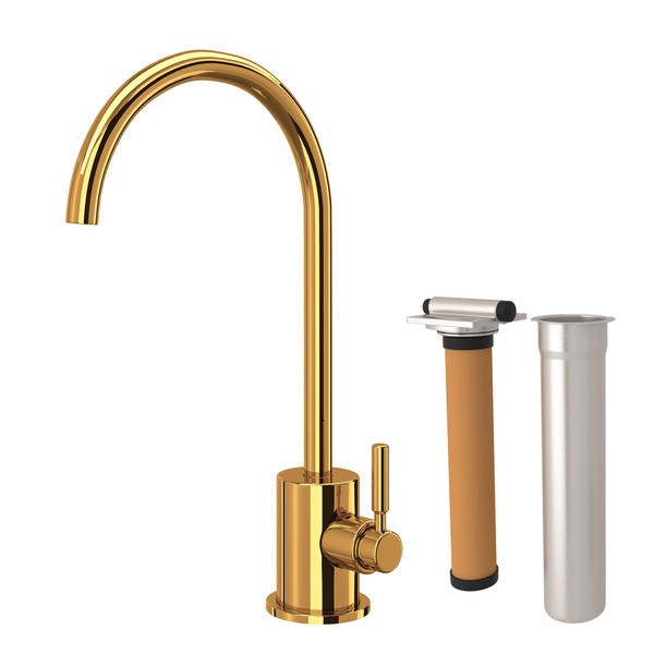 Rohl RKIT7517IB Lux C-Spout Filter Faucet with Metal Lever Handle, Italian Brass