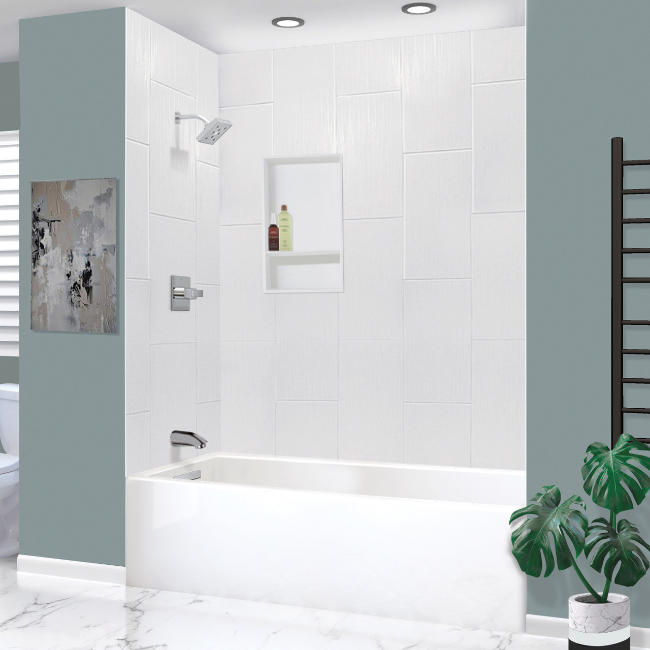 Transolid UATLN603020-L-PC Unity 60-in x 30-in x 20-in Alcove Acrylic Bathtub Kit With Left Hand Drain, White/Polished Chrome
