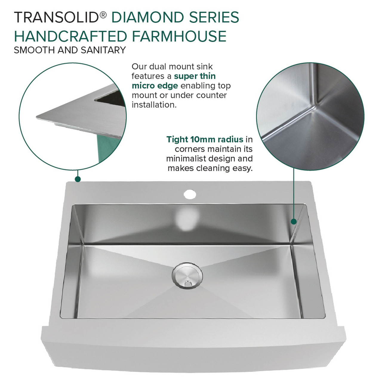 Diamond Sink Kit with Farmhouse Style Super Single Bowl, 5 Pre-Drilled Holes, Magnetic Accessory Kit and Drain Kit