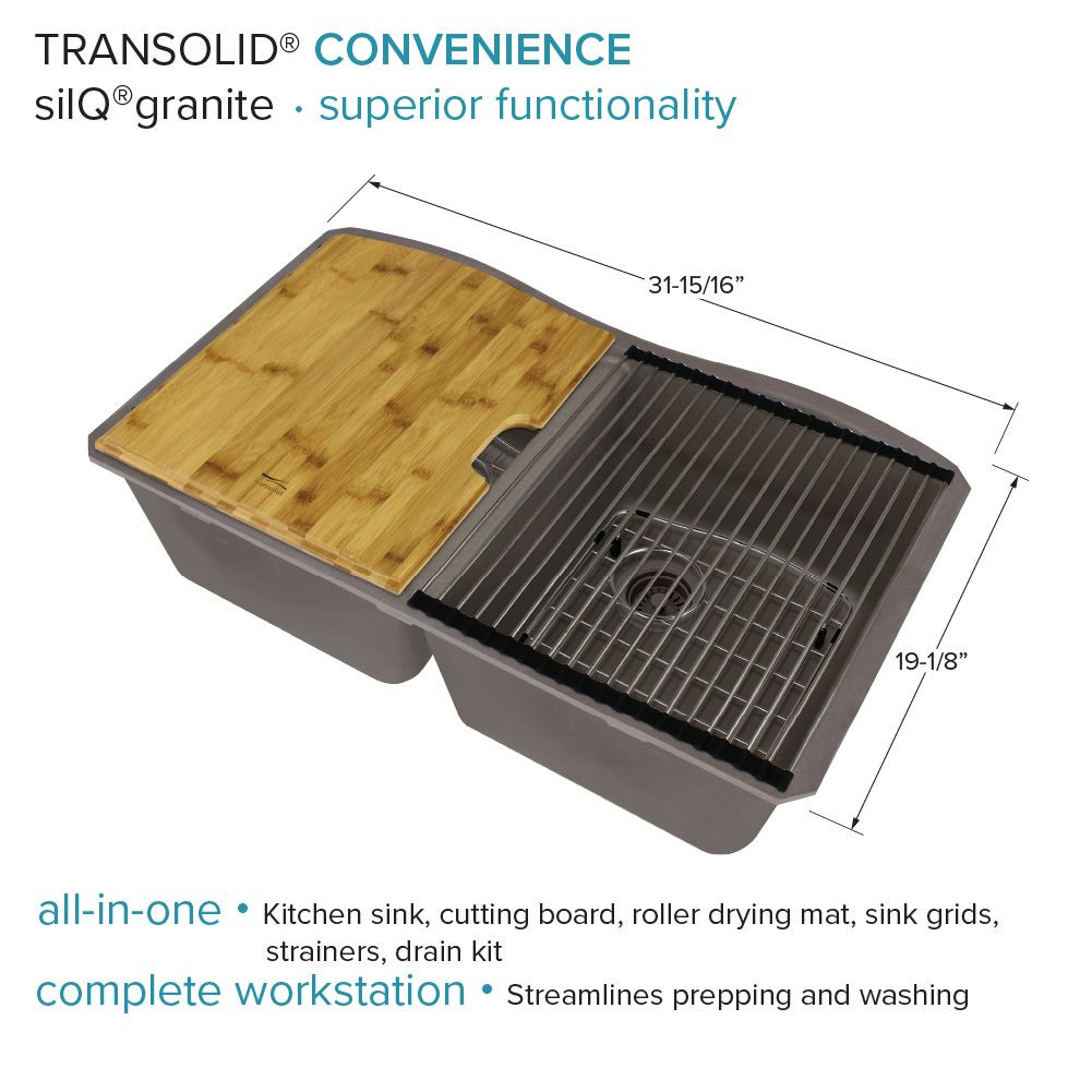 Aversa AUDE3219-12-KIT Aversa Radius All-In-One Undermount Kitchen Sink Kit