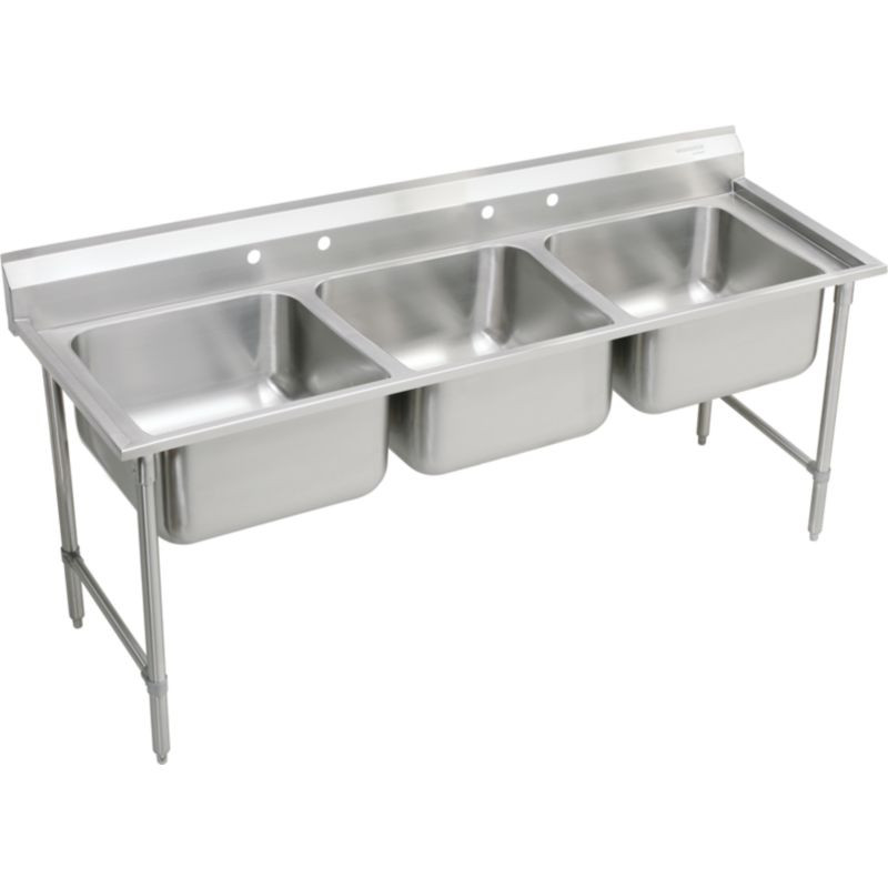 Elkay RNSF83724 Commercial Scullery Sink with 4 Faucet Holes in Buffed Satin