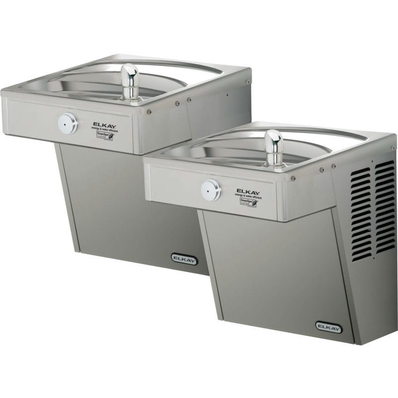 Vandal-Resistant Wall Mount Bi-Level Green ADA Cooler in Stainless Steel
