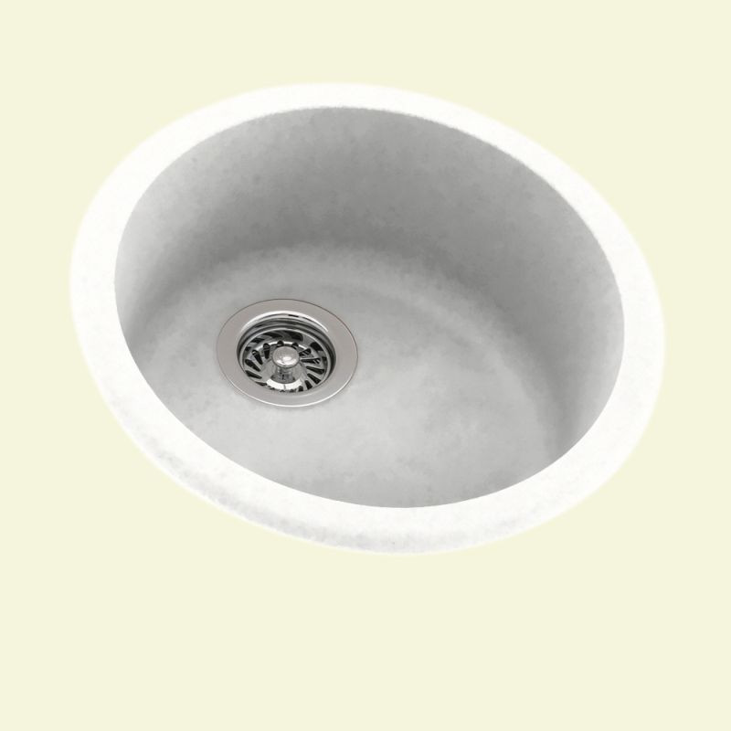 18.5-in D x 18.5-in W x 8-in H Solid Surface Drop-in Bar Sink with 0-Hole in Tahiti White