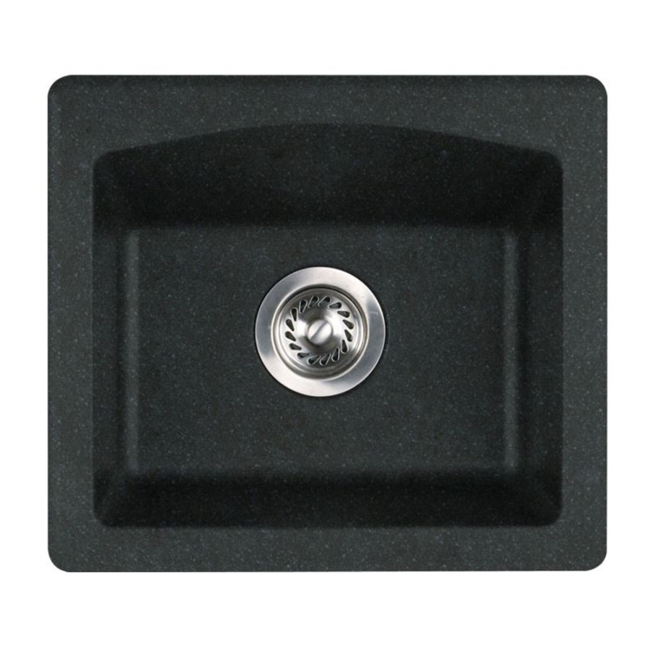 18-in D x 16-in W x 7.5-in H Granite Dual Mount Bar Sink with 0-Hole in Nero