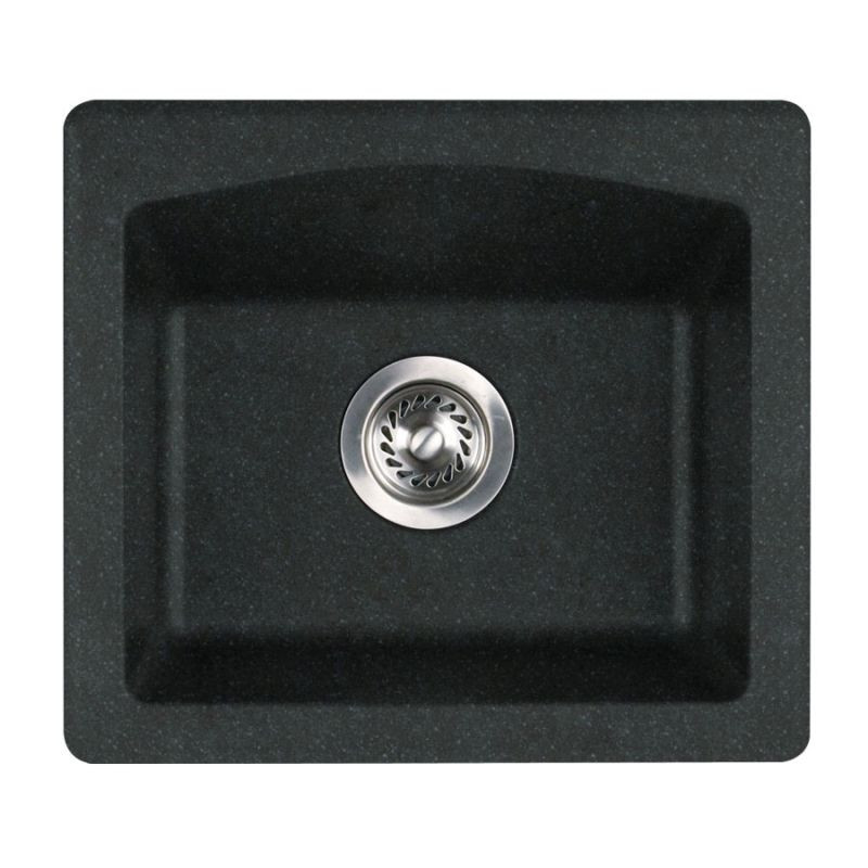 18-in D x 16-in W x 7.5-in H Granite Dual Mount Bar Sink with 0-Hole in Nero