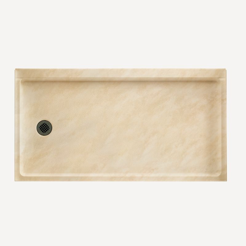 32-in D x 60-in W x 4.3125-in H Solid Surface Shower Base with Left-Hand Drain in Golden Steppe